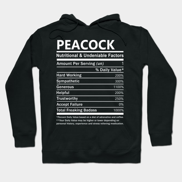 Peacock Name T Shirt - Peacock Nutritional and Undeniable Name Factors Gift Item Tee Hoodie by nikitak4um